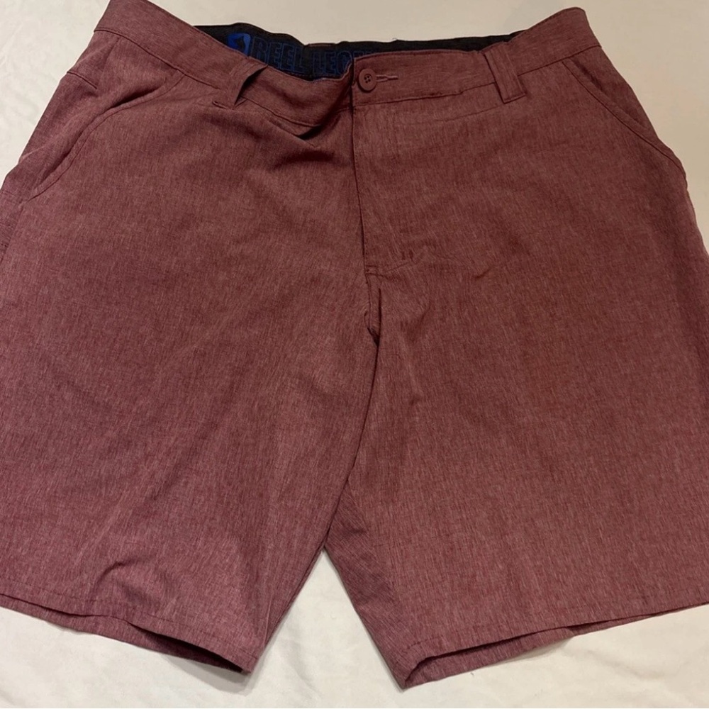 Reel Legends Men’s Shorts Maroon Size 36 90% Polyester 10% Spandex